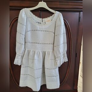 Vintage Fred Leighton White Lace Pintuck Peasant Dress 1970